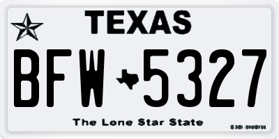 TX license plate BFW5327