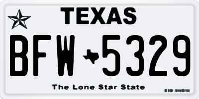 TX license plate BFW5329