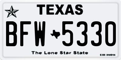 TX license plate BFW5330