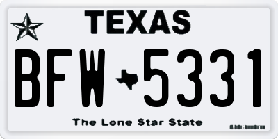 TX license plate BFW5331