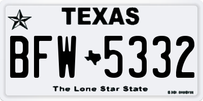 TX license plate BFW5332