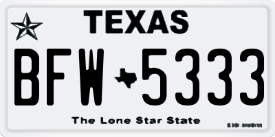 TX license plate BFW5333