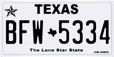 TX license plate BFW5334