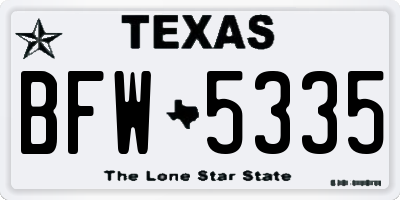 TX license plate BFW5335