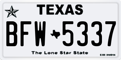 TX license plate BFW5337