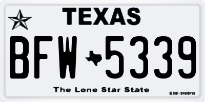 TX license plate BFW5339