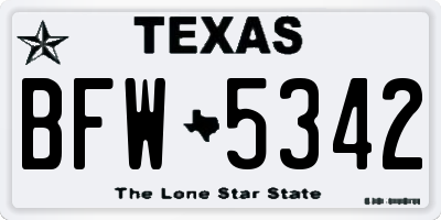 TX license plate BFW5342