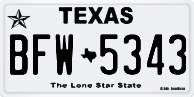TX license plate BFW5343