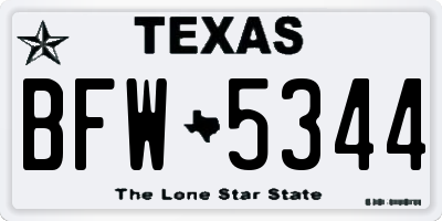 TX license plate BFW5344