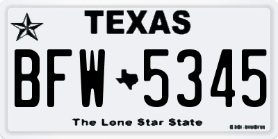 TX license plate BFW5345