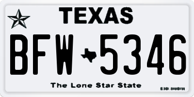 TX license plate BFW5346