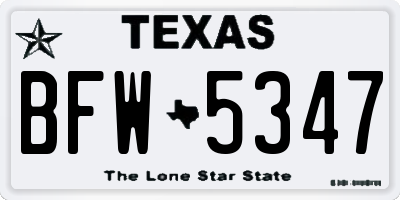 TX license plate BFW5347