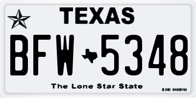 TX license plate BFW5348