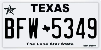 TX license plate BFW5349