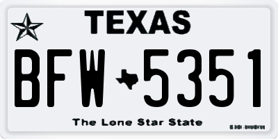 TX license plate BFW5351
