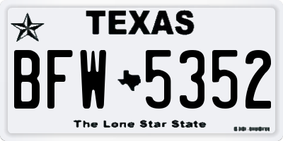 TX license plate BFW5352