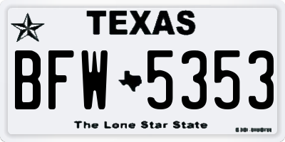 TX license plate BFW5353