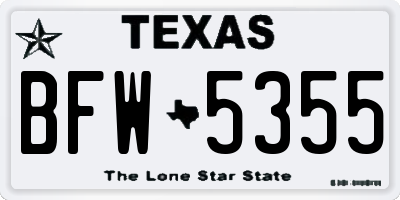 TX license plate BFW5355