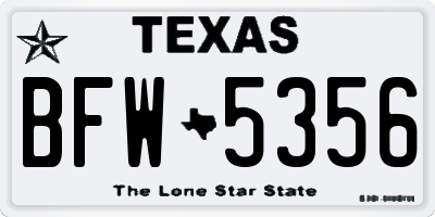 TX license plate BFW5356