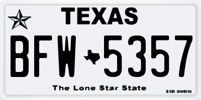 TX license plate BFW5357