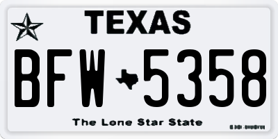 TX license plate BFW5358