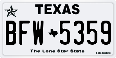 TX license plate BFW5359
