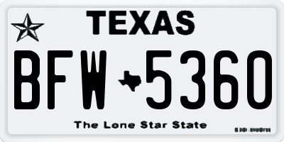 TX license plate BFW5360