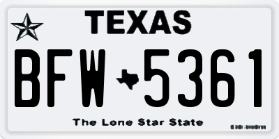 TX license plate BFW5361