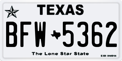 TX license plate BFW5362
