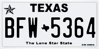 TX license plate BFW5364