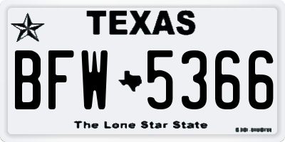TX license plate BFW5366