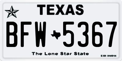 TX license plate BFW5367