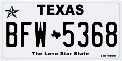TX license plate BFW5368