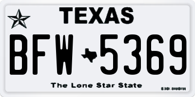 TX license plate BFW5369