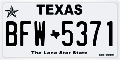 TX license plate BFW5371