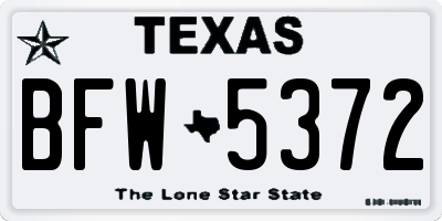 TX license plate BFW5372