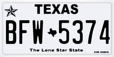 TX license plate BFW5374
