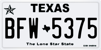 TX license plate BFW5375