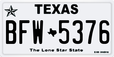 TX license plate BFW5376