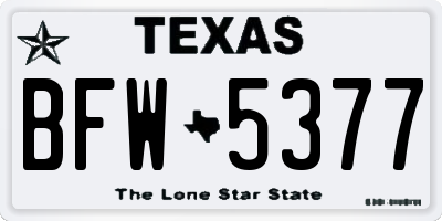 TX license plate BFW5377