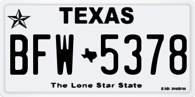 TX license plate BFW5378