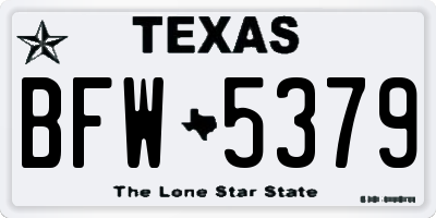 TX license plate BFW5379