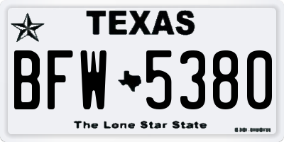 TX license plate BFW5380