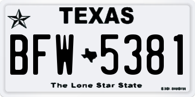 TX license plate BFW5381
