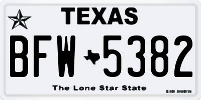 TX license plate BFW5382