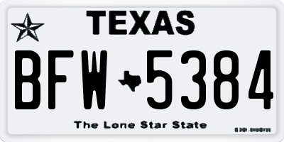 TX license plate BFW5384