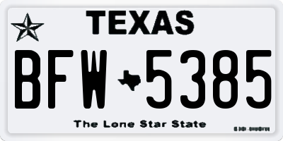 TX license plate BFW5385