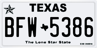 TX license plate BFW5386