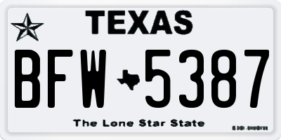 TX license plate BFW5387
