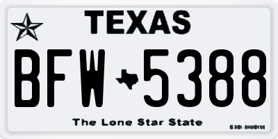 TX license plate BFW5388